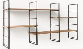 Metalen wandrek Tayo met mangohouten planken