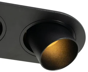 Set van 6 inbouwspots zwart GU10 35mm kantelbaar 2-lichts - Installa Binnenverlichting Lamp