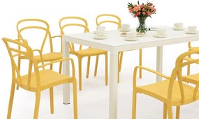 King/Vague wit en oranje tuinmeubelset voor 8 personen Bica