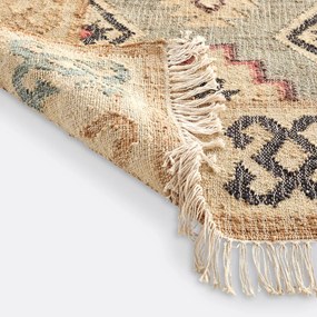 Kilim vloerkleed in jute en katoen met used effect, Kaliny