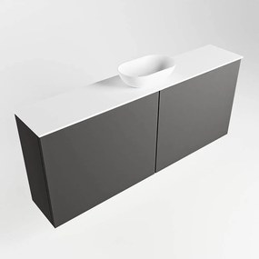 Mondiaz Fowy toiletmeubel 120cm dark grey met witte waskom midden zonder kraangat