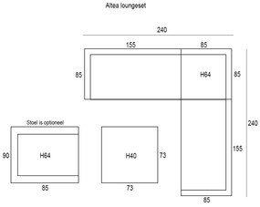 Garden Impressions Altea loungeset 5-delig incl. lounge tuinstoel - grijs
