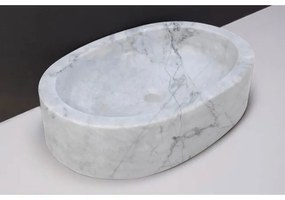 Forzalaqua Firenze waskom 50x30x12cm Ovaal Natuursteen Carrara gepolijst 100436