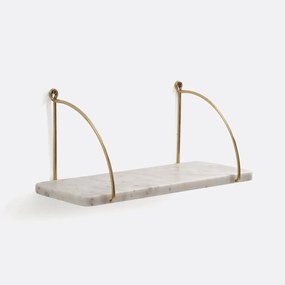 Wandplank in marmer en messing L40 cm, Fitia