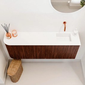Mondiaz Joya 110cm toiletmeubel ronding links ruby met wastafel faye rechts zonder kraangat talc