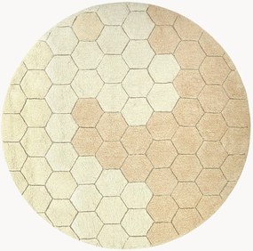 Wasbaar rond katoenen kindervloerkleed Honeycomb