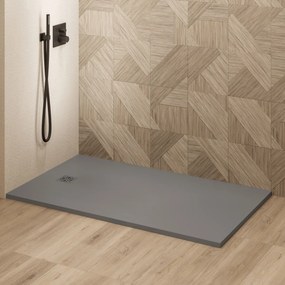 Saniclear Lino douchebak 160x90cm met stone finish donkergrijs