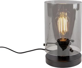 Design tafellamp zwart met smoke glas - Dome