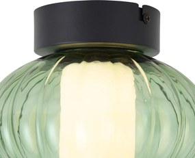 Design plafondlamp zwart 18cm met groen glas incl. LED 3-staps dimbaar - Margherite