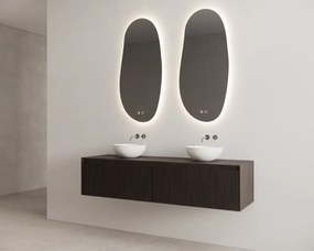 Gliss Design Timotheus badmeubel met 2 lades en ribbelfront 160cm charcoal met witte waskom