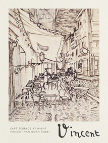 Kunstreproductie Café Terrace at Night Sketch - Vincent van Gogh, (30 x 40 cm)