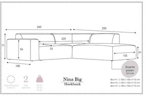 Hoekbank Nina Big rechts ribstof | NADUVI Collection
