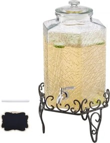 VEVOR Drankdispenser (1 x 10 L) voor Feesten Sapdispenser (gemaakt van glas) met druppelvrije kraan en metalen standaard Waterdispenser voor restaurants en feesten, limonade, ijsthee en zelfgemaakte drankendispenser