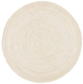 Rond vloerkleed in gebleekte jute, Aftas