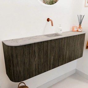 Mondiaz Joya DLux 125cm toiletmeubel ronding links/rechts shadow met wastafel faye midden zonder kraangat glace