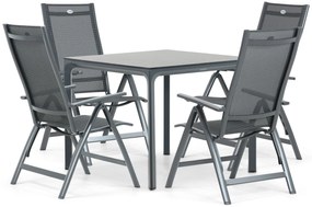 Tuinset 4 personen 90 cm Aluminium/textileen Grijs Hartman Royal