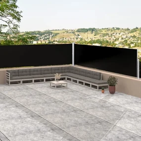 vidaXL Windscherm uittrekbaar 117x1000 cm zwart