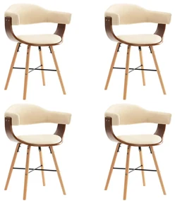 vidaXL Eetkamerstoelen 4 st kunstleer en gebogen hout crème