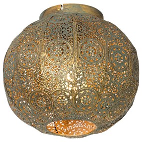 Oosterse plafondlamp goud met groen 28,5 cm - Baloo