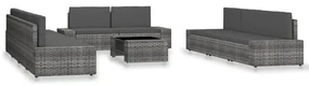 vidaXL 10-delige Loungeset poly rattan grijs