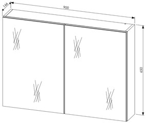 Comad Leonardo FSC spiegelkast 90cm wit