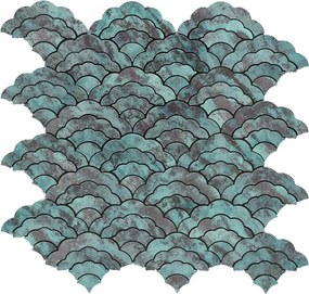 Zelfklevende Mozaïektegels Metaal | Waaier Patina Koper | 26,8×28,1 cm | Keuken, Bad &amp; WC