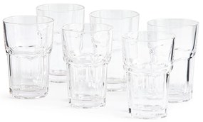 Set van 6 waterbekers in gefacetteerd glas , Faceta