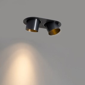 Afgeronde inbouwspot gunmetal GU10 70mm kantelbaar 2-lichts - Installa