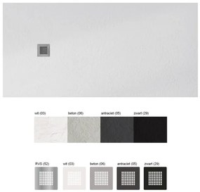 Xenz Soft douchevloer - 206x90x3 - vierkante afvoer rvs - antraciet STS090206-05-52