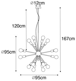 Design hanglamp zwart met goud 18-lichts - Juul Design E27 rond Binnenverlichting Lamp