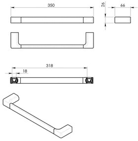 Gedy Pirenei handdoekhouder 35cm mat zwart