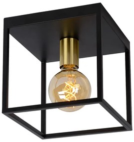 Lucide Ruben plafondlamp 22x22cm E27 zwart mat