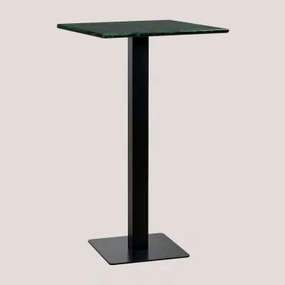 Vierkante Hoge Barkruktafel 60x60 Cm In Livanto Marmer Zwart & Groen Marmer Big Flower - Sklum