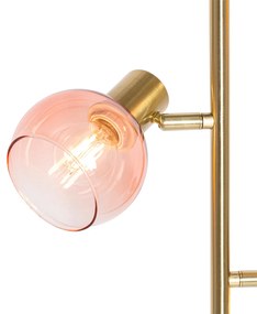 Art Deco vloerlamp goud met roze glas 3-lichts - Vidro Art Deco E14 Binnenverlichting Lamp