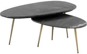 Goossens Salontafel Enzo ovaal, marmer zwart, elegant chic, 110 x 40 x 55 cm