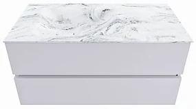 Mondiaz Vica DLux badmeubel 100cm cale 2 lades met wastafel glace links 1 kraangat