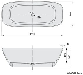 Polysan Medina vrijstaand bad wit mat solid surface 165x70cm