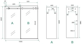 Saniclear Supreme profielset voor douchedeur 90-100cm chroom