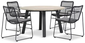 Tuinset Rond 4 personen  Rope Grijs  4 Seasons Outdoor Elba/Derby