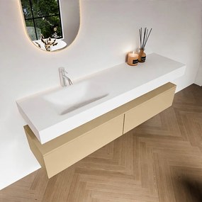 Zaro Alan badmeubel 170cm sand 2 lades met vrijhangende wastafel cloud links 1 kraangat talc