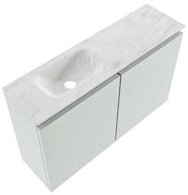 Mondiaz Ture DLux toiletmeubel 80cm greey met wastafel opalo links zonder kraangat