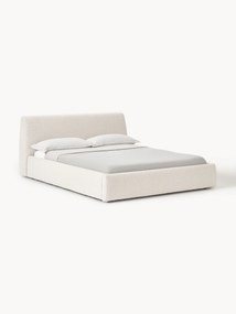 Bouclé gestoffeerd bed Cloud met opbergruimte