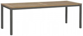 4 Seasons Outdoor Rivoli tafel antraciet met teak blad 220 x 95 cm  Tuintafel    houtkleur weerbestendig