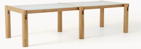 Eettafel Rory van eikenhout met glazen tafelblad, in verschillende formaten