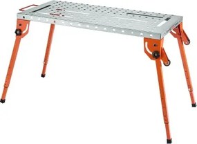 VEVOR Opvouwbare lastafel 533x1118mm, draagvermogen 226 kg, werktafel met 4-traps hoogteverstelling, werkbank met 6 gereedschapssleuven en 16 mm bevestigingsgaten voor het repareren van gelaste constructies
