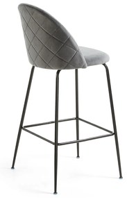 Kave Home Ivonne Fluwelen Design Barstoel Grijs