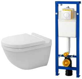 Duravit Starck 3 toiletset met inbouwreservoir wisa toiletzitting met softclose en argos bedieningsplaat wit 0290272/0704406/ga69956/