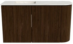 Mondiaz Joya DLux 70cm toiletmeubel ronding rechts walnut met wastafel faye links 1 kraangat ostra
