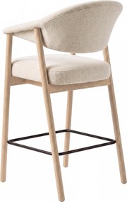 GARDA crème beige (stof Harmony 110) / gebleekt eiken geolied - GESTOFFEERDE BARKRUK VOOR KEUKEN/BAR