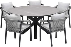 Garden Impressions Tarera tuinset 6-delig - Duuk tuintafel Ø150 cm